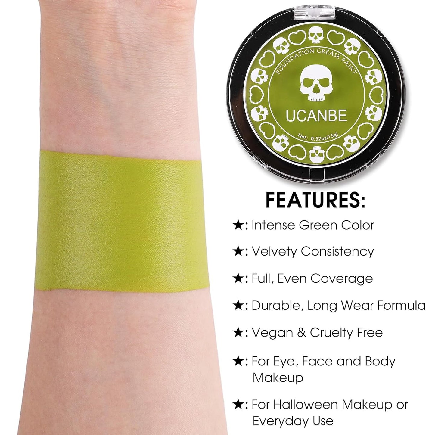 Ogre Green Face & Body Paint - Versatile Greasepaint for Halloween & St. Patrick's Day | Perfect for Monsters, Goblins & SFX Makeup