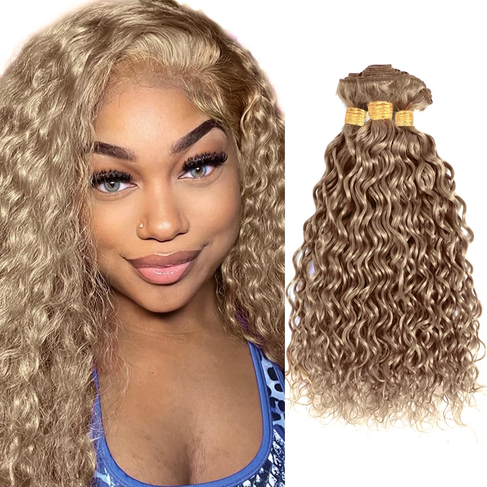 Ash Blonde Bundles Human Hair Blonde Water Wave Bundles 20 22 24 inch #22 Water Wave Bundle 150g