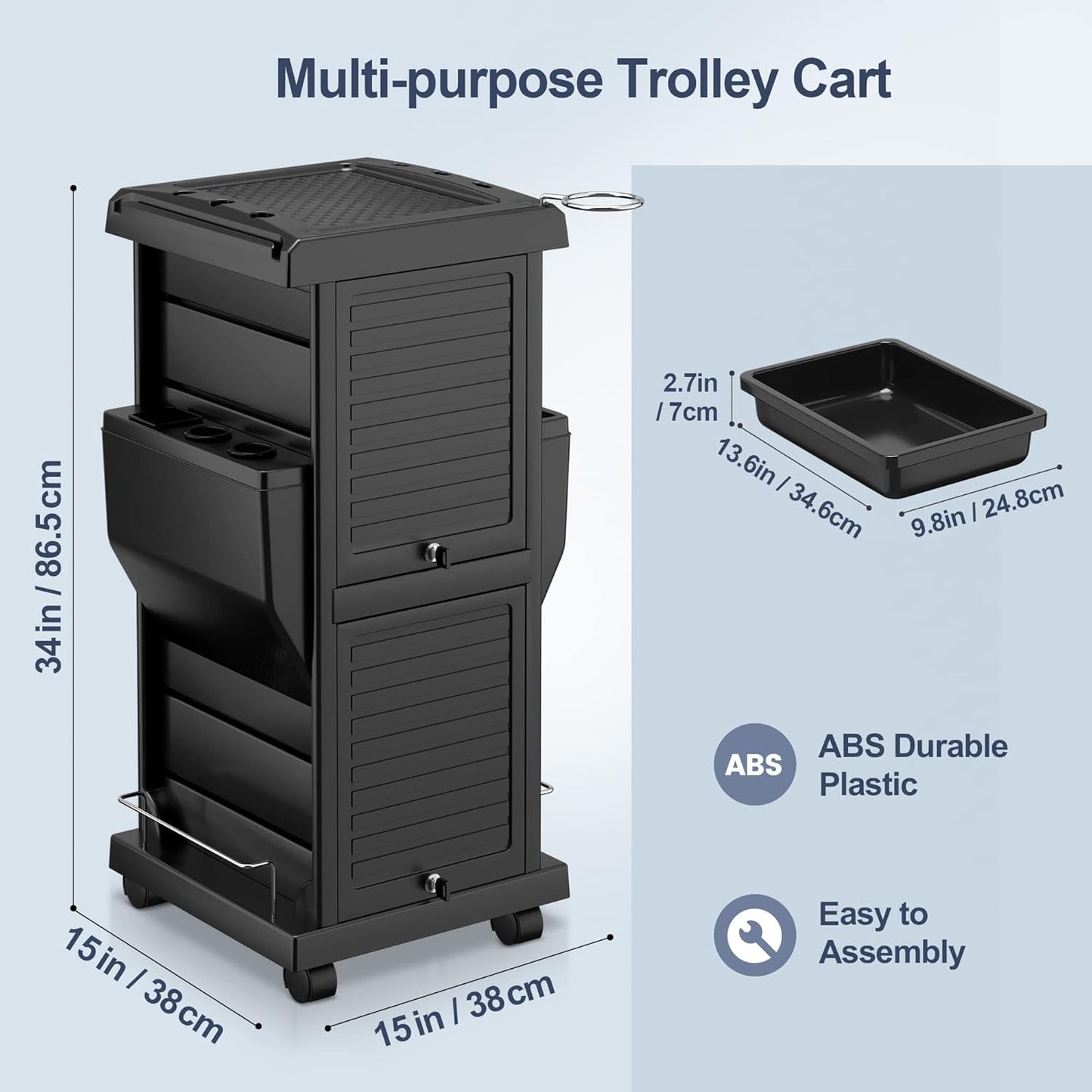 Professional Locking Hair Salon Trolley - Rolling Cart with 6 Drawers for Easy Storage