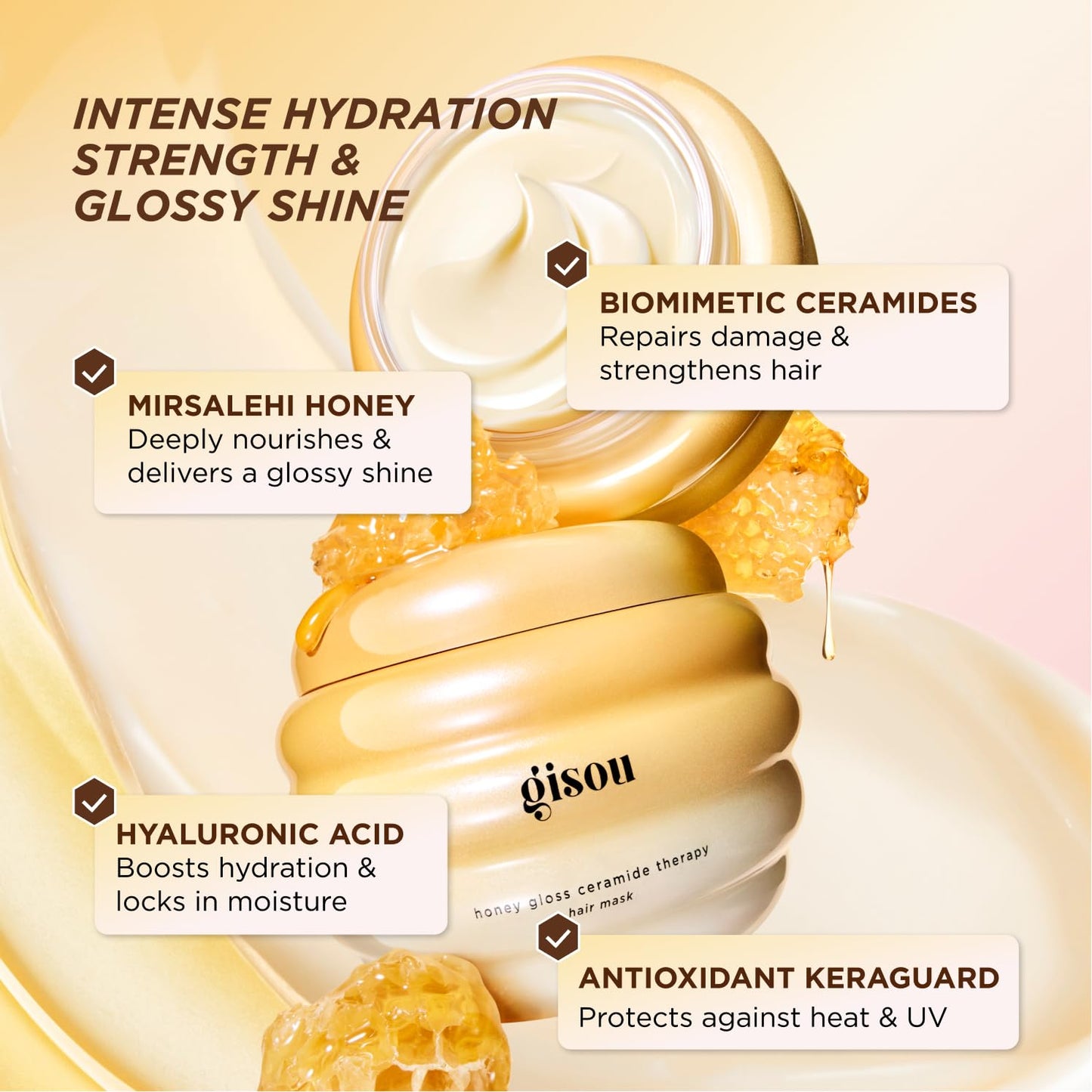 Gisou Honey Gloss Hair Therapy Trio for Smoother, Stronger, Glossier Hair