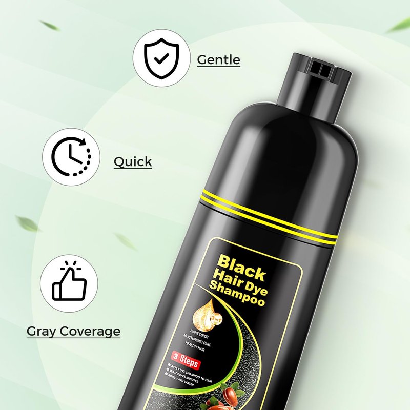 Black Hair Dye Shampoo - 3-in-1 Hair Color Treatment for Gray Coverage | 16.9 fl. oz - Unisex