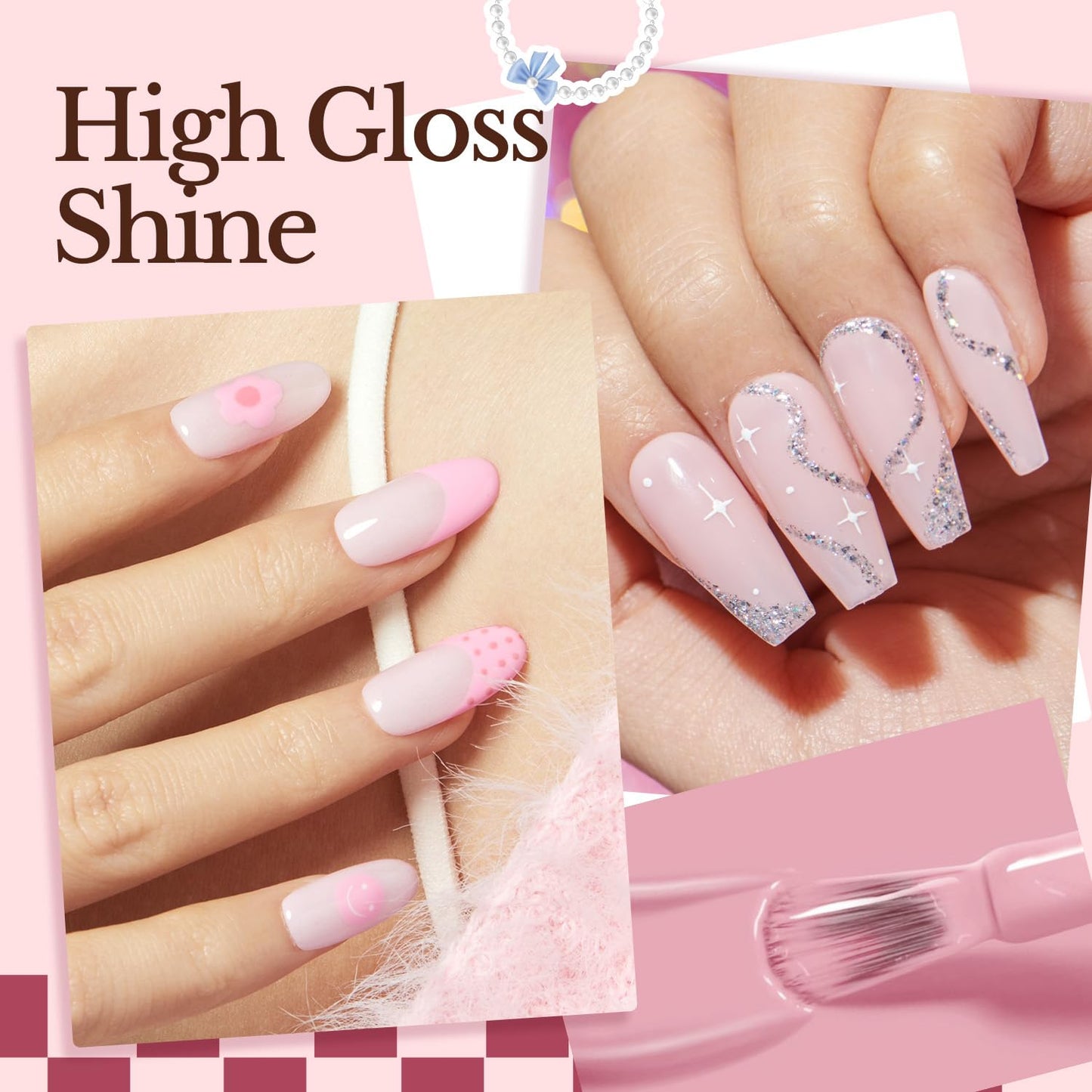 Pink Nail Polish Set - 4 Glossy Shades for Natural Nails | DIY Manicure Gift for Women