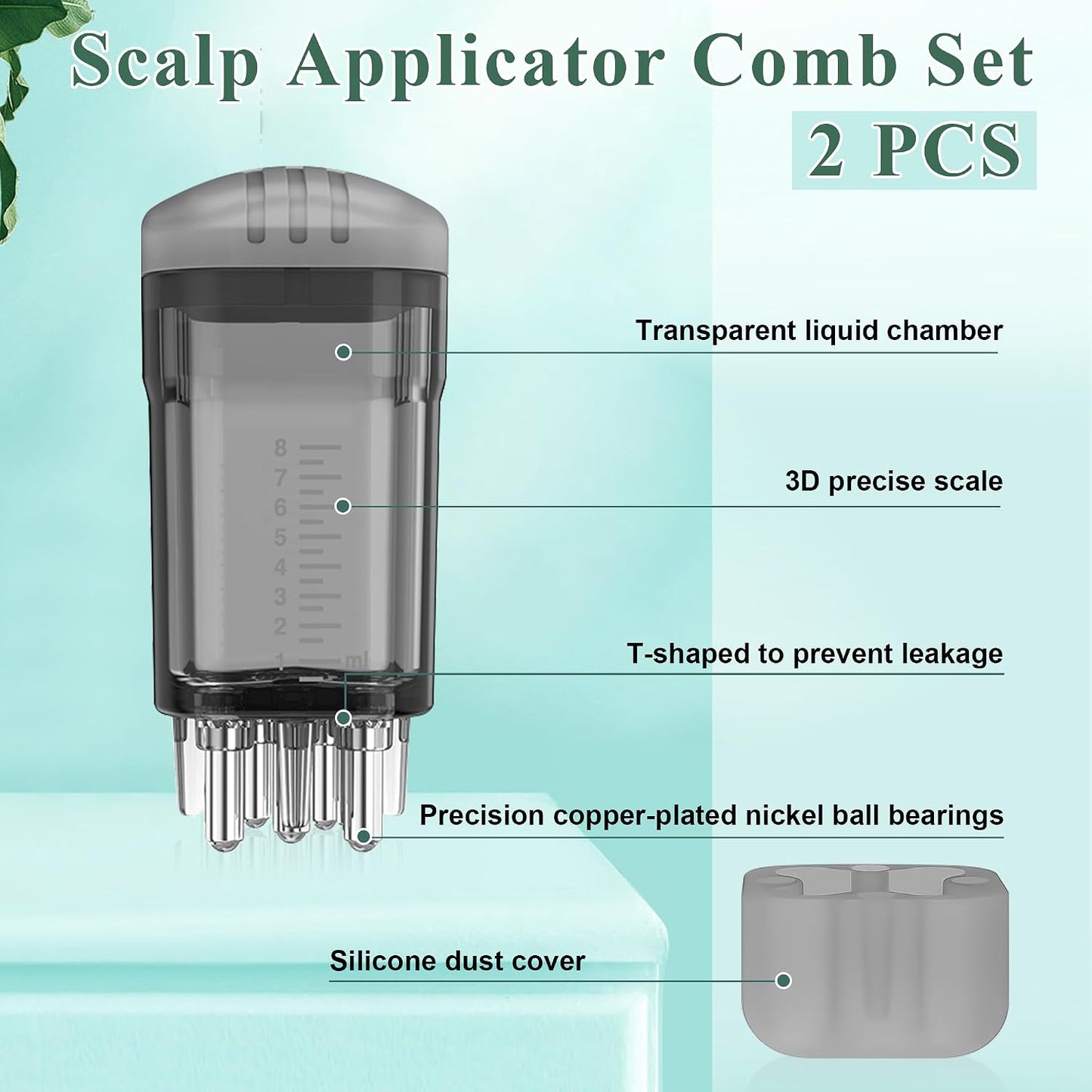 Minoxidil Applicator Set - 2 PCS Scalp Comb with Cleaning Brush & Dropper | Hair Growth Tool
