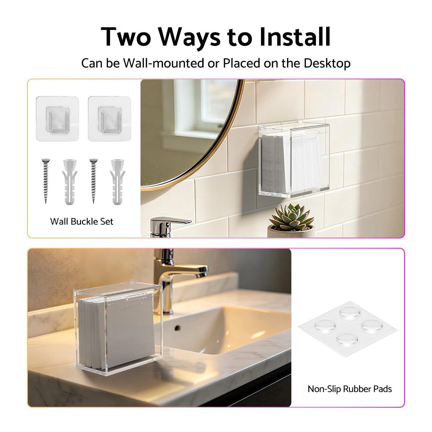 HlIMIEI Acrylic Disposable Face Towel Holder: Clean Skin Club Facial Towels Holder, Container for 25 Clean Towels XL (NOT Included), Waterproof Clear Face Cloth Storage Box for Bathroom Counter