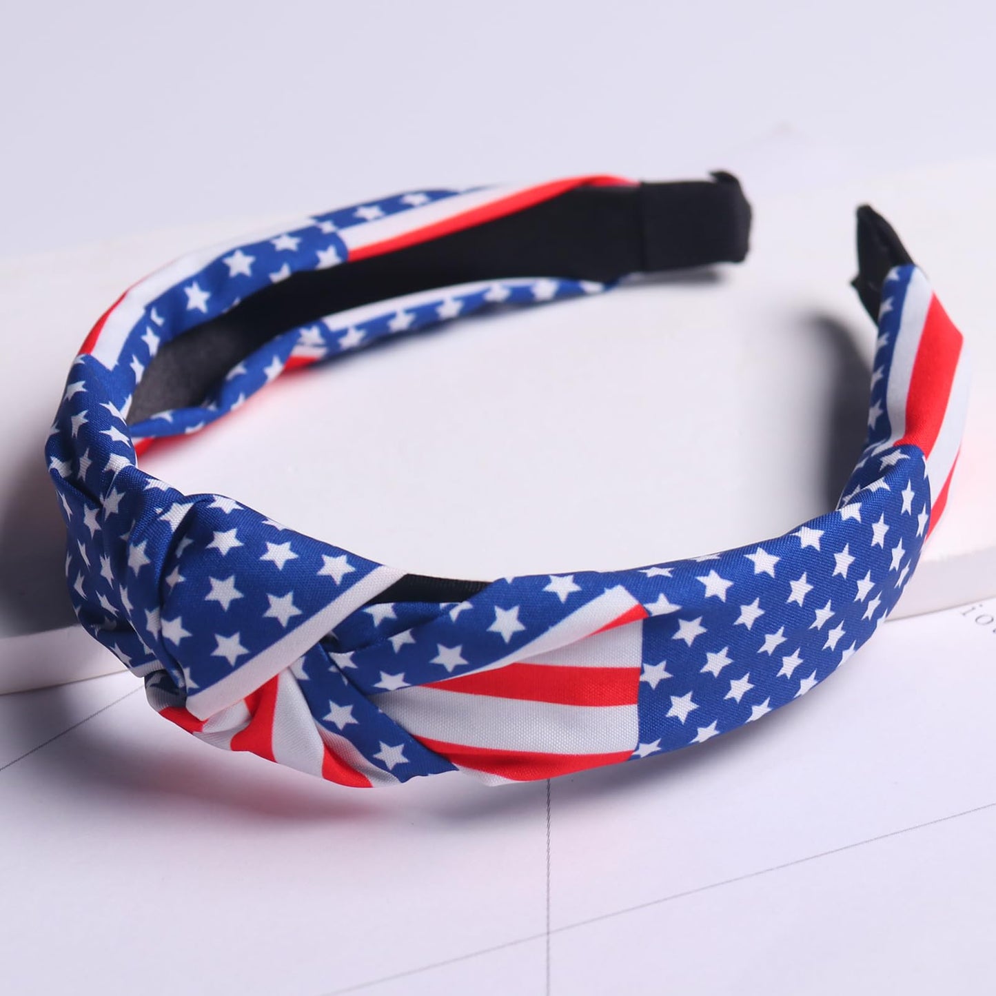 BELSITA 4th of July Headband Patriotic Hair Accessories for Women Girls USA Flag Stars Hair Band Non Slip Wide Knotted Head Band Independence Day Decor Supplies 1 Pcs