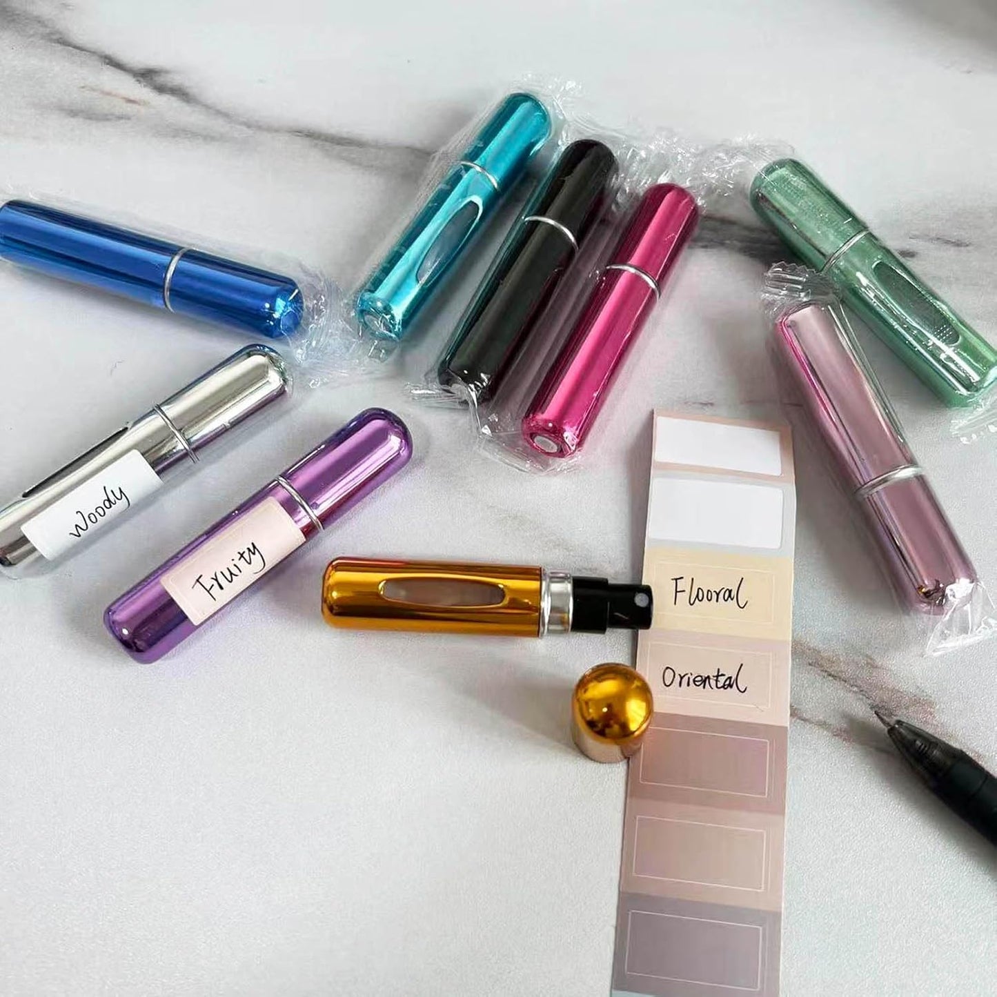 Mini Perfume Atomizer Travel Spray - Refillable Scent Pump Case | 10 Pack, 5ml Each
