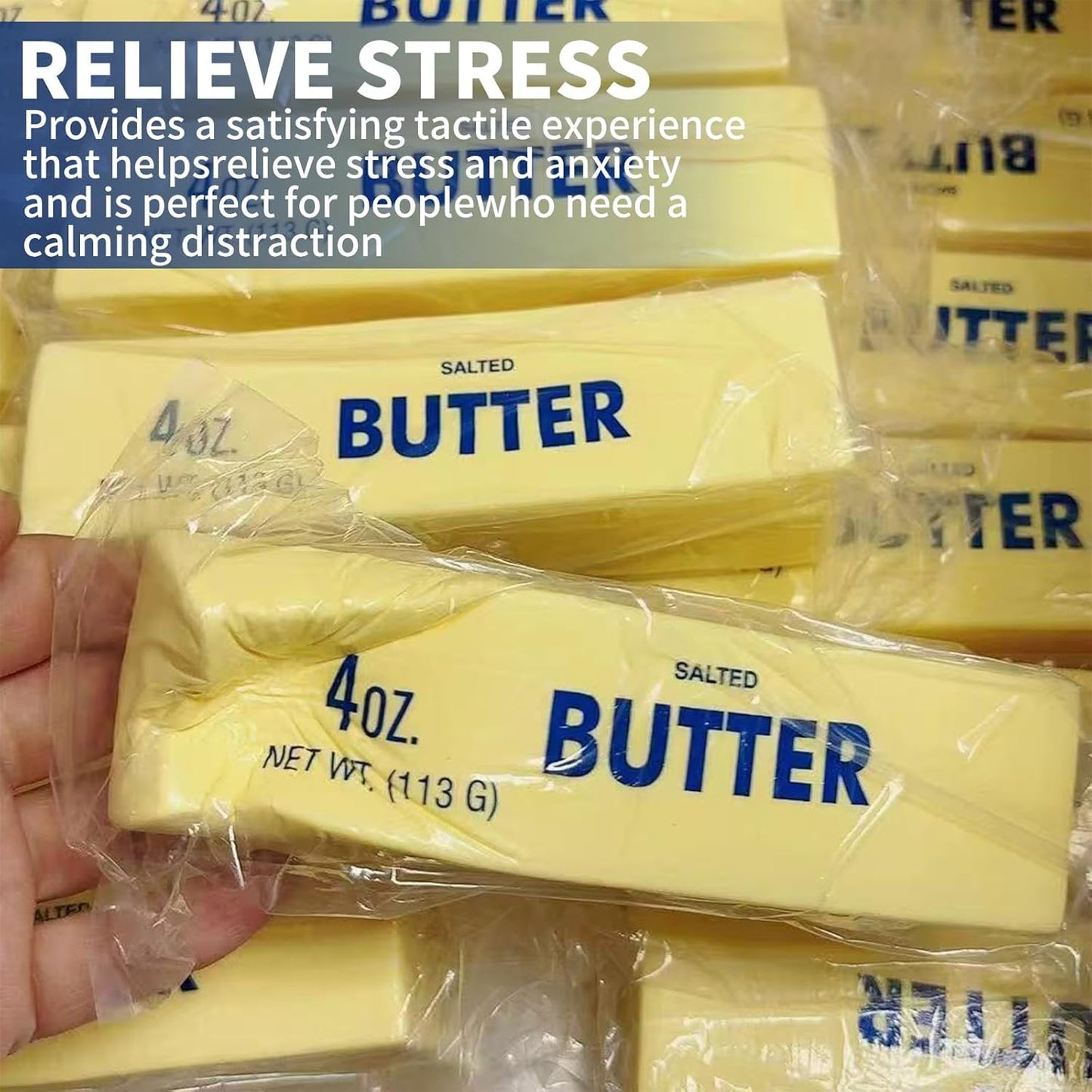 Slow Rebound Cute Butter Squeeze Stress Balls, 2026 New Squeeze Ball Realistic Butter Stick Soft Squeeze-Toys, Upgrade Stress Relief Fidget Toys Wet Slow Rebound Stress-Relief-Toy 2pcs