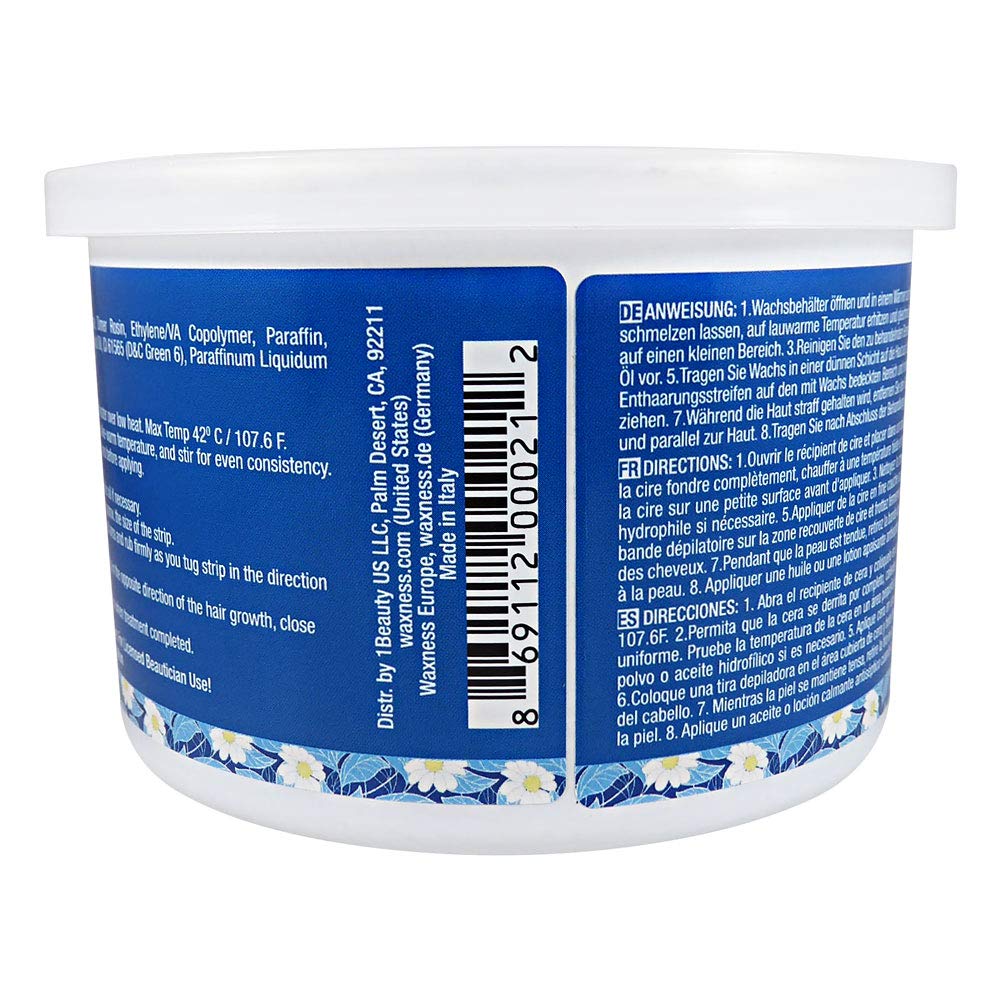 Waxness Hard Wax Tin Azulene 14 oz (400 g) – Stripless Professional Hard Wax with Azulene for Face & Body – Made in Italy