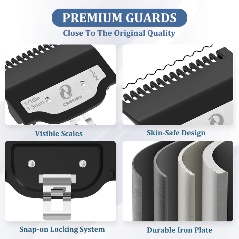 CR8GR8 for Wahl Clipper Guards Set, 10 Pcs Compatible with Wahl Guards for Clippers from 1/16" to 1", Universal Barber Guards with Metal Clip fits #31