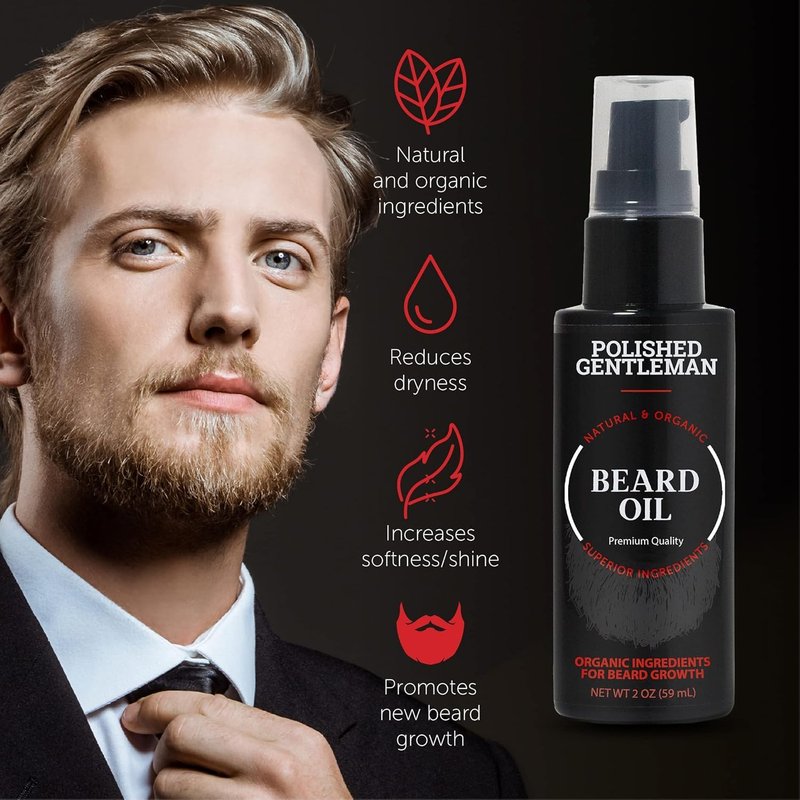 Beard Growth Oil for Men with Cedarwood and Tea Tree Oil - Easy Beard Dispenser and Pump for Mens Beard Care - Sulfate Free Beard Softener - Thickening Beard Exfoliator for Men 2oz - Made in USA