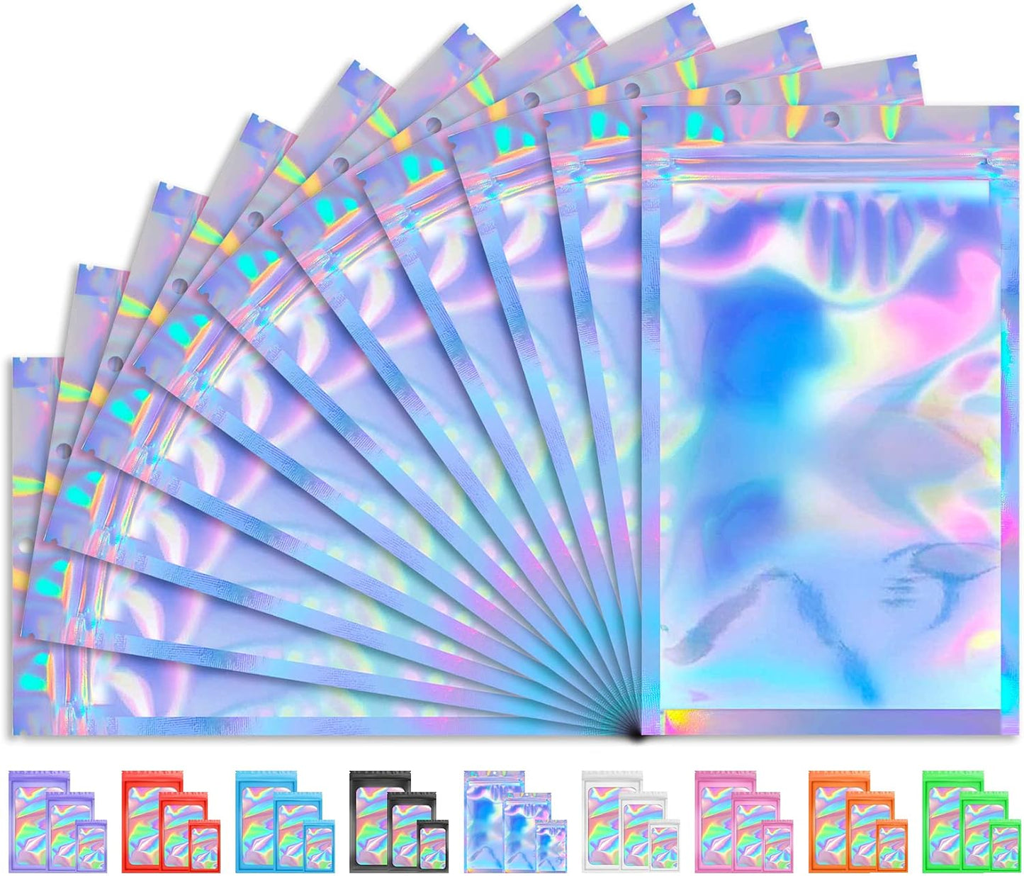 Holographic Smell Proof Bags - 100 PCS Resealable Mylar Gift Bags for Food & Jewelry | 3x5 Inch