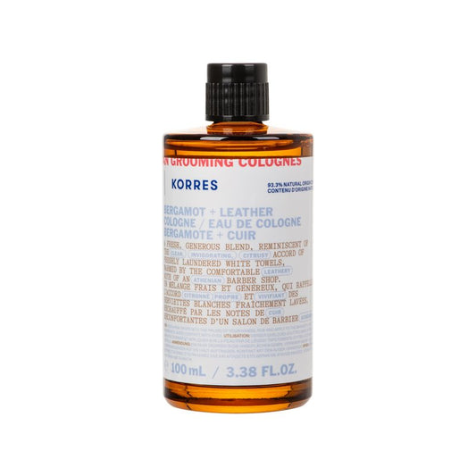 KORRES Eau de Toilette, Bergamot & Leather Cologne, Men’s Fragrance Featuring Citrus, Orange Blossom, Patchouli, Rosemary, Vetiver, Oakmoss, Elegant Scent, Greek-Inspired Perfume, Spray, 3.38 Fl Oz