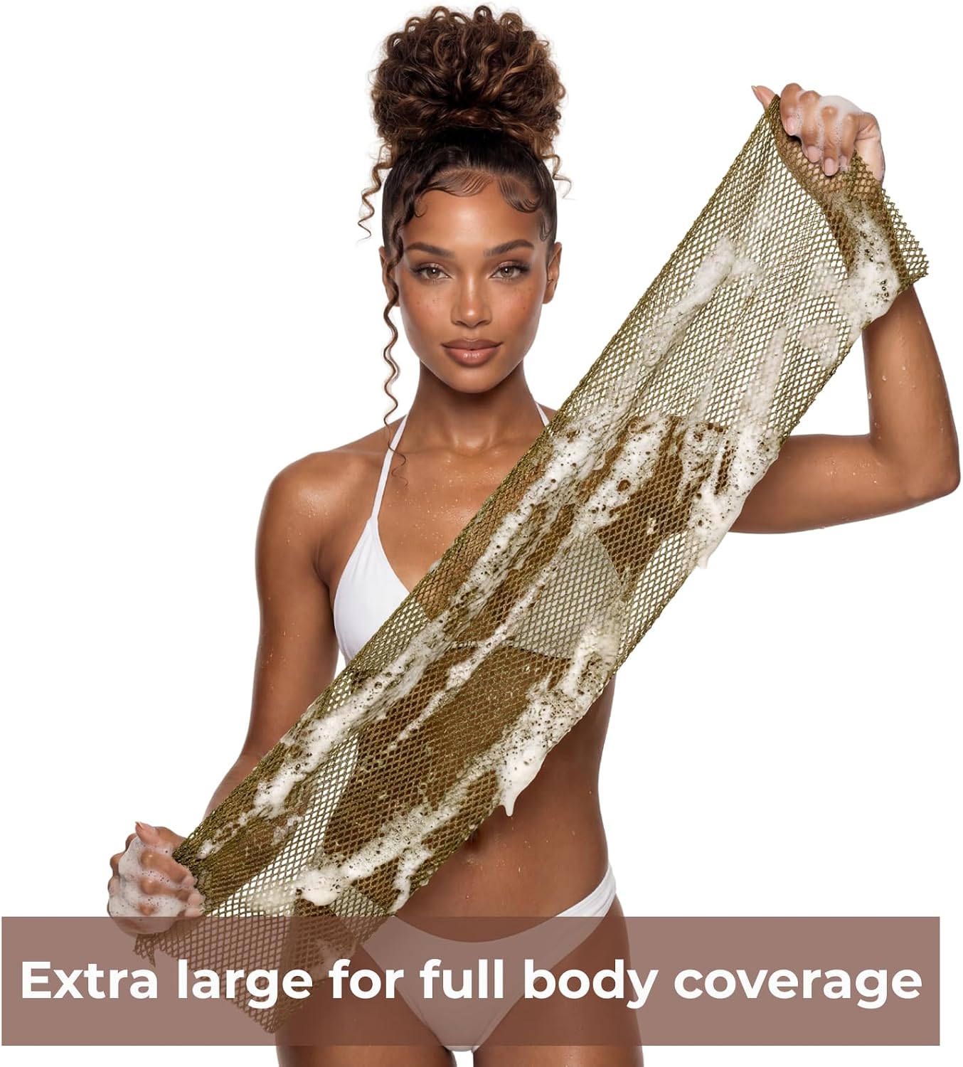 African Net Sponge | Exfoliating Bath Scrubber - 3 Pack Quick Drying Mesh for All Skin Types | Brown, Cream, Green