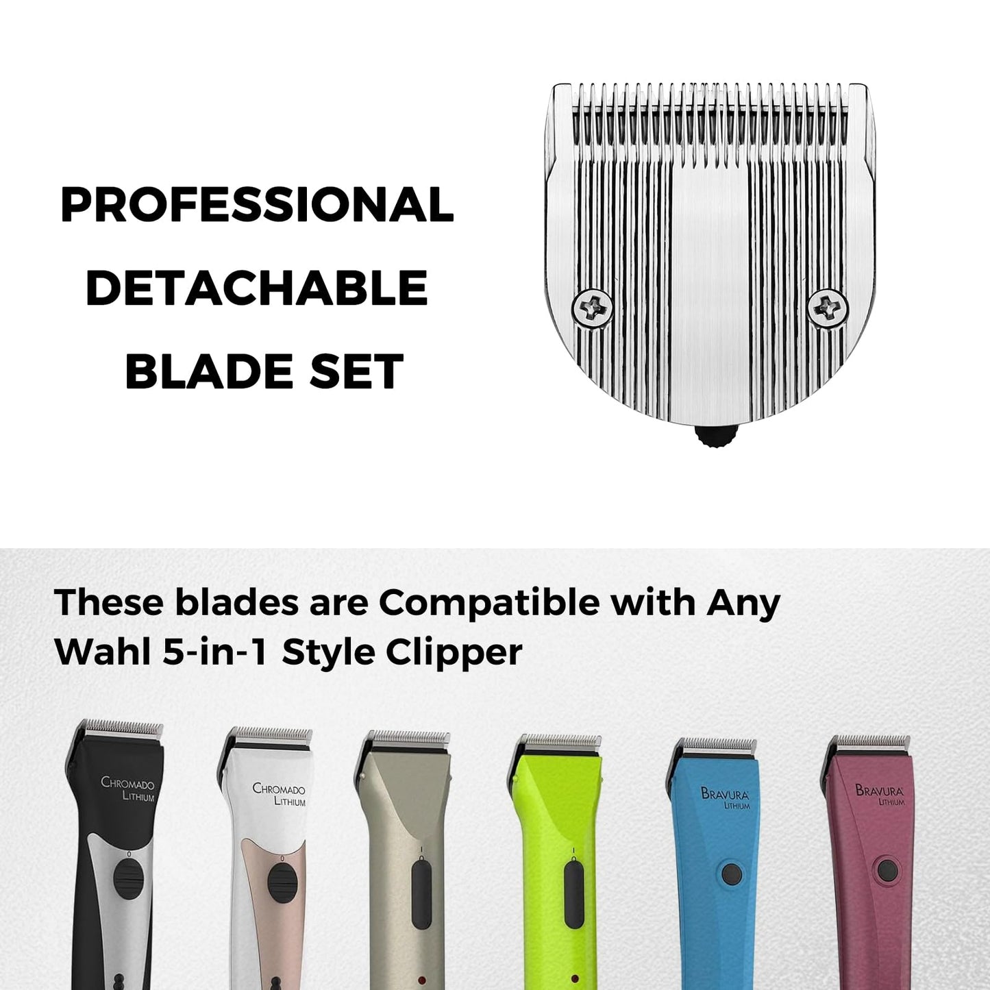ZZYZSFUS 5 in 1 Replacement Blades Compatible with Bravura Clipper Chromado,Creativa, Figura Dog Clippers for Dogs Grooming (5 in 1/2Pack)