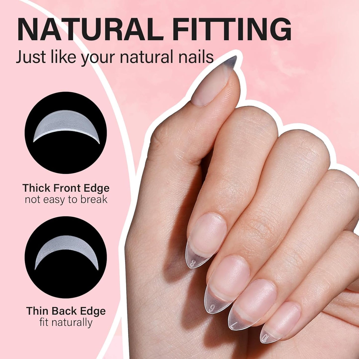 Almond Nail Kit - 240pcs Short Gel Nail Tips with UV Lamp & 2-in-1 Glue | DIY Home Salon Essentials