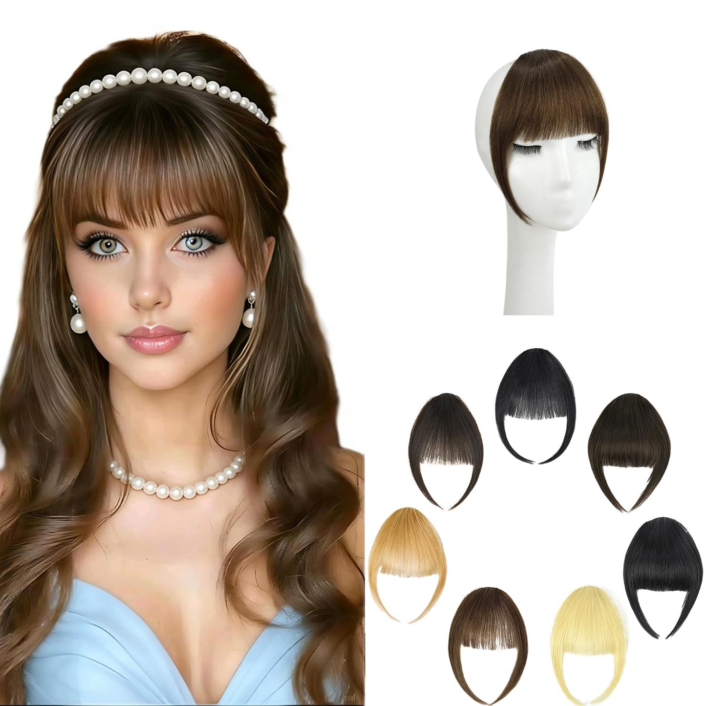 Clip On Bangs - 100% Real Human Hair Honey Blonde | Soft Layered French Fringe for Daily Wear & Halloween