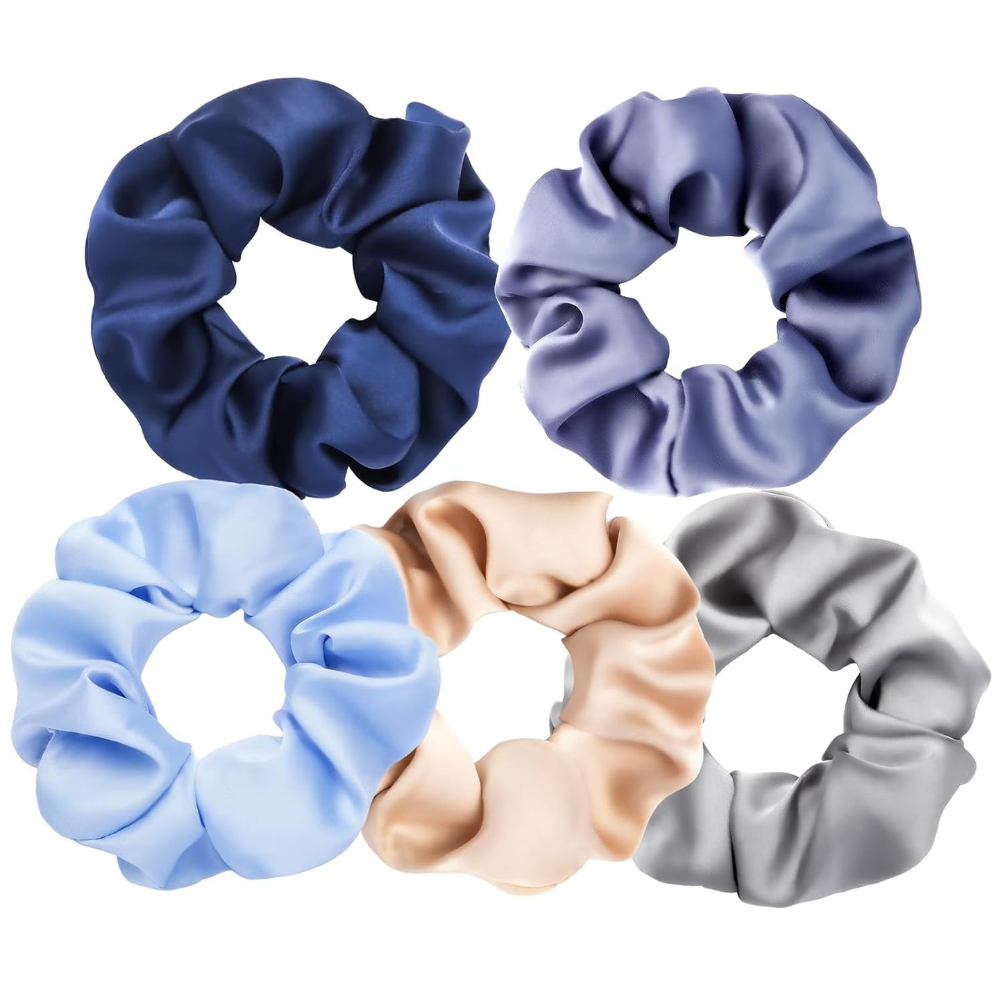 Silk Hair Ties - 5Pcs Mulberry Silk Scrunchies for Frizz & Breakage Prevention | No Damage Elastic Ponytail Holders
