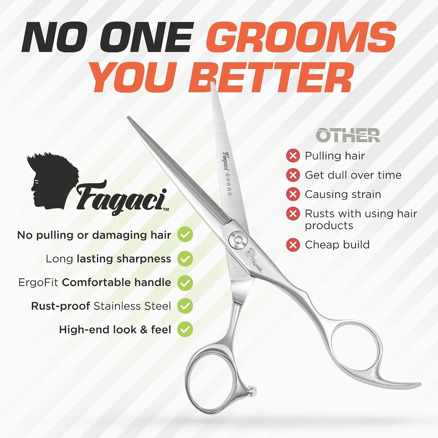 Professional Hair Cutting Scissors - 5 Inch 440C Steel Blades for Smooth, Precise Cuts | Durable Barber Shears with Elegant Sheath