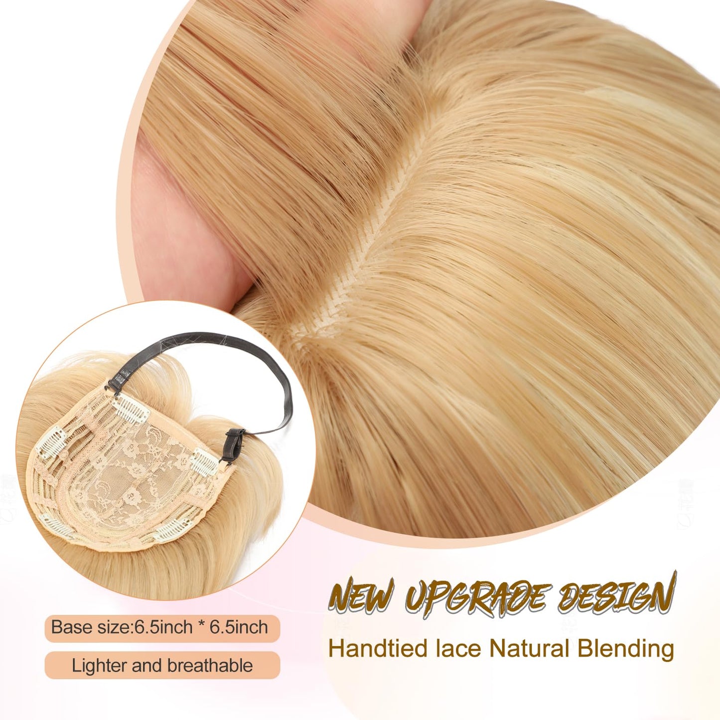 Sakuraaa Hair Toppers for Women with Thinning Hair 14inch Toppers With 6.5 ×6.5" Large Base Long Straight Layered Premium Synthetic Hair Pieces