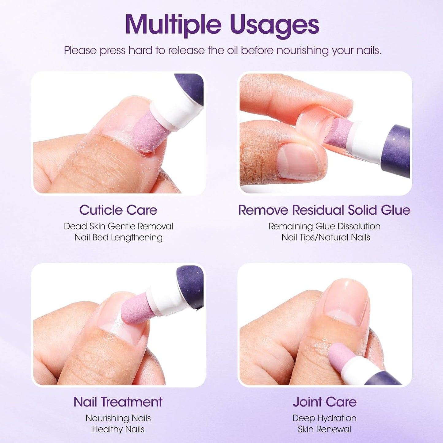 Ceramic Cuticle Oil Pusher Pen - 2Pcs Cuticle Remover & Oil for Hangnails | Nail Care Tool for Smooth Cuticles