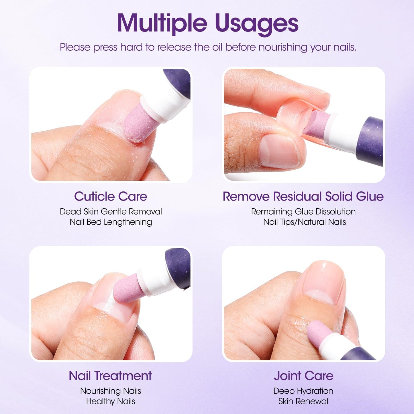 GELLEN 2Pcs Ceramic Cuticle Oil Pusher Pen, Cuticle Remover & Cuticle Oil in a Pen for Hangnails & Dry Cuticles, Cuticle Pusher Tool for Hands & Feet, Nail Pusher for Smooth & Well-Groomed Cuticles