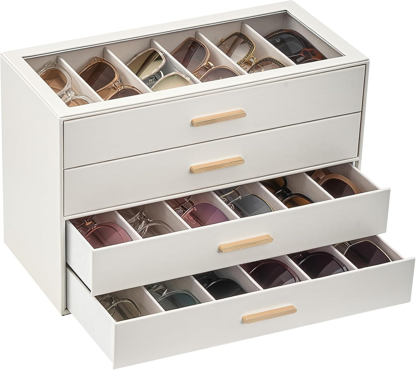 Sunglasses Storage Box for Women - Clear Top Eyewear Organizer | Stylish Display Case