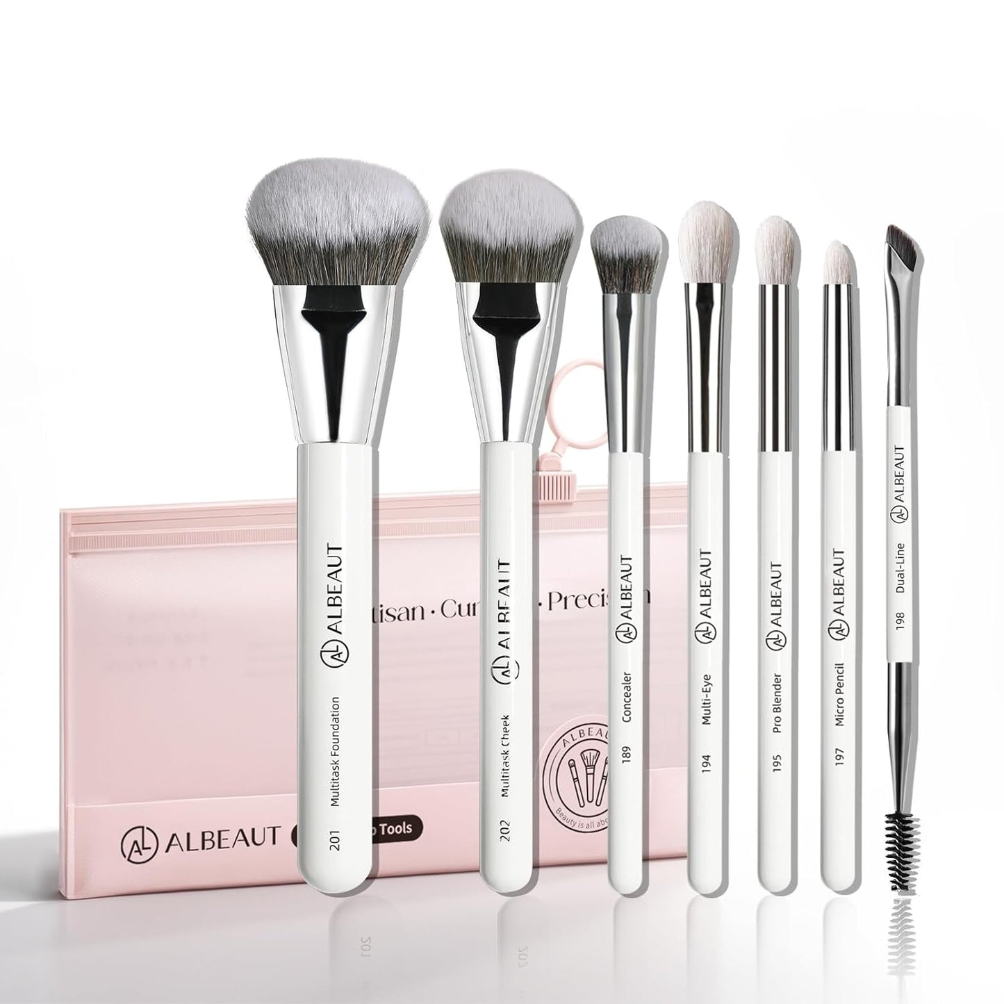 Makeup Brushes Set - 7-Piece Professional Face & Eyeshadow Brush Kit with Premium Bristles | Includes Travel Bag