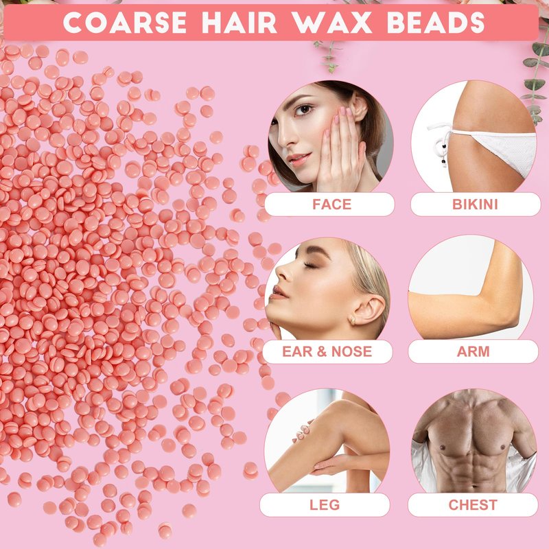2.5lb Hard Wax Beads, Scented Stripless Wax Bead for Sensitive Skin, Professional Brazilian Waxing Bead, Bikini, Body, Face, Legs, Back, Chest, Coarse Hair Removal, At-Home Salon, 20 Wooden Sticks