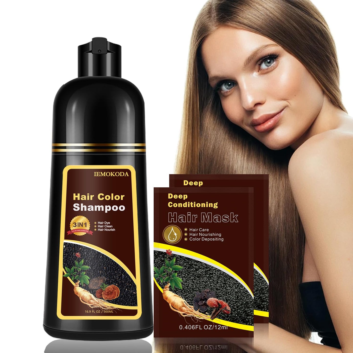 Cherry Brown Hair Dye Shampoo - 3 in 1 Color Treatment for Quick Results | Nourishing Formula