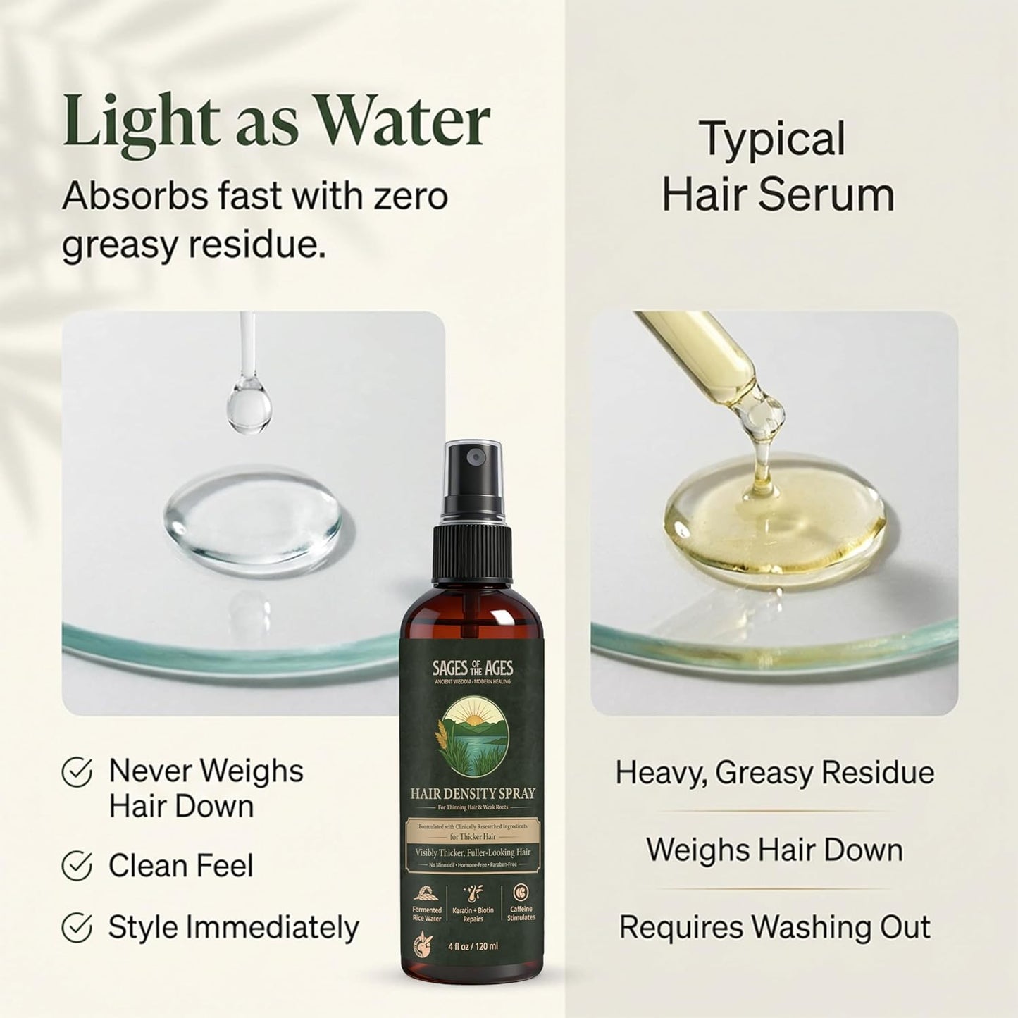 Fermented Rice Water Hair Growth Spray - Strengthening Leave-In Mist with Rosemary & Biotin | 4oz Hydrating Formula for Thinning Hair
