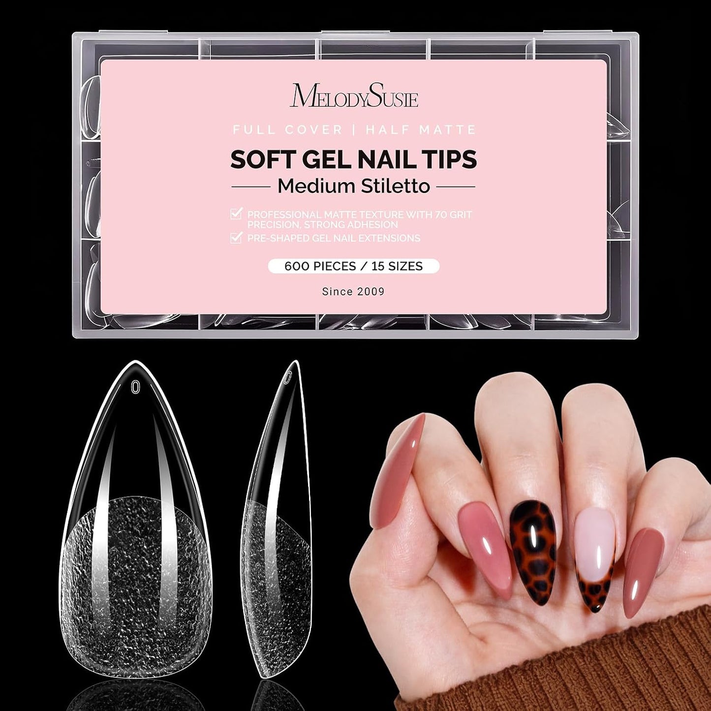 Short Square X Nail Tips - 600 Pcs Clear Acrylic Press-On Nails | Half Matte Full Cover for DIY & Salon Use