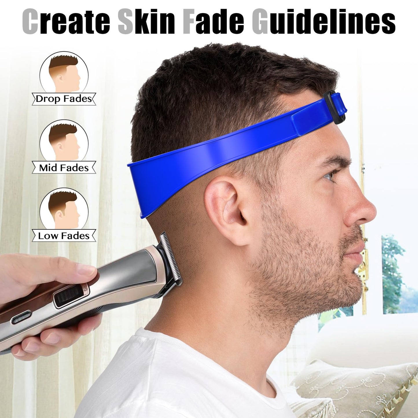 AOMGD Neckline Shaving Template and Adjustable Hair Trimming Guide,DIY Self Haircutting System, Shaving and Keeping a Clean and Straight Neck Hairline,Easy Use Tool Soft Portable(Blue)
