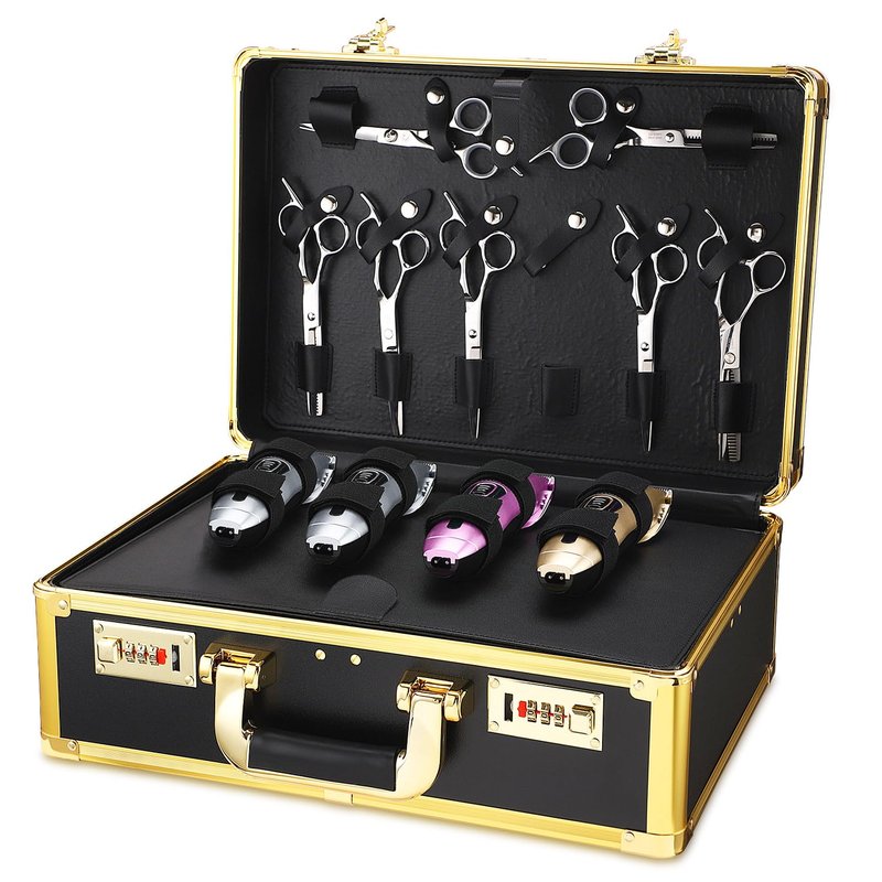 Noverlife Large Barber Carrying Case with Code Lock, 16x11x6in Hairdresser Tool Box Organizer Traveling Case, Portable Travel Barber Suitcase for Hair Stylist Pet Groomer Beauty Salon Makeup Artist