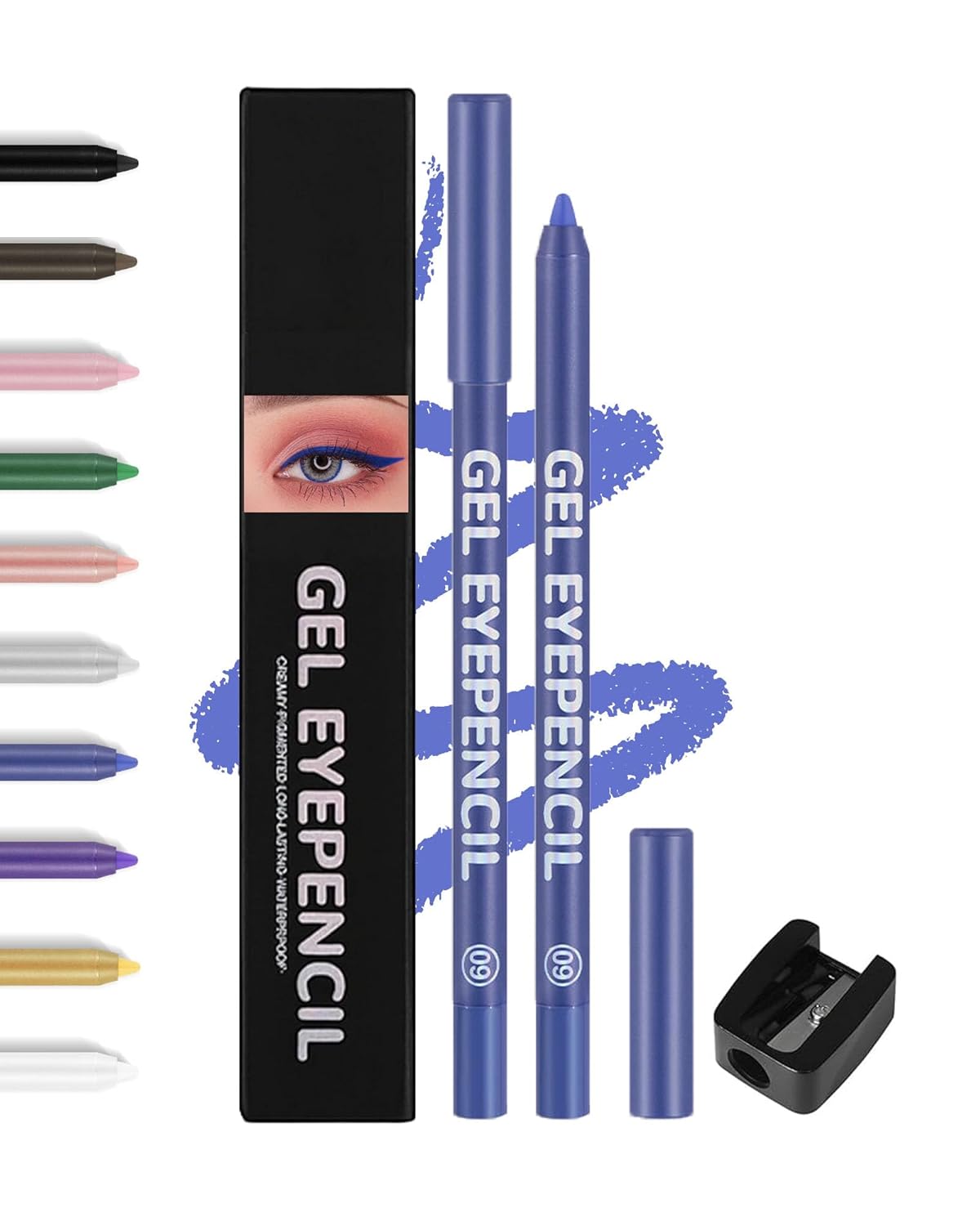 Brown Gel Eyeliner Pencil - Waterproof High-Pigment Matte Eye Liner | Long-Lasting & Hypoallergenic, Smooth Application
