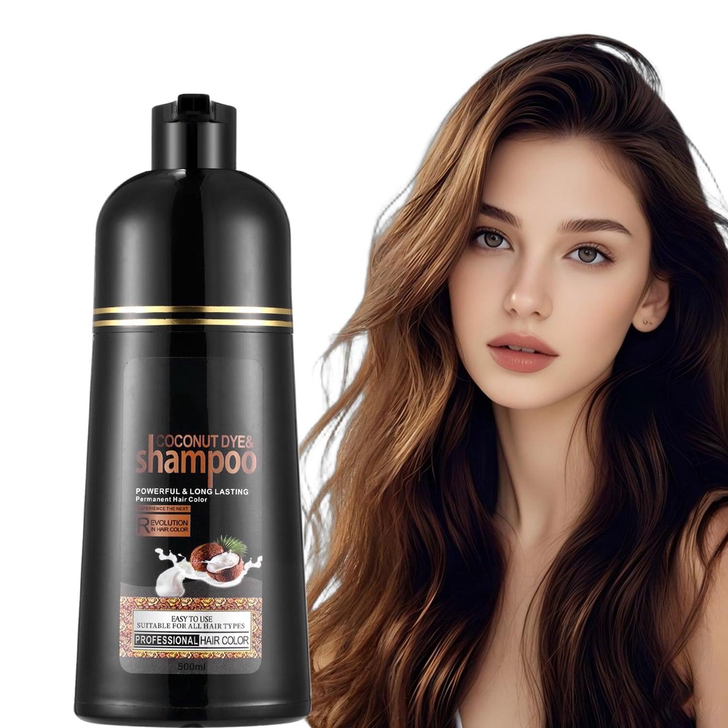 Instant Black Hair Shampoo for Gray Hair - Herbal 3-in-1 Dye for Men & Women | 16.90 Fl Oz