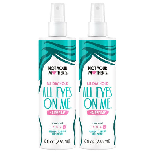Not Your Mother's All Eyes On Me All-Day Hold Hairspray - (2-Pack) 8 fl oz - Strong Hold, Soft Styles - Humidity Shield with Shine - Non-Aerosol Hairspray