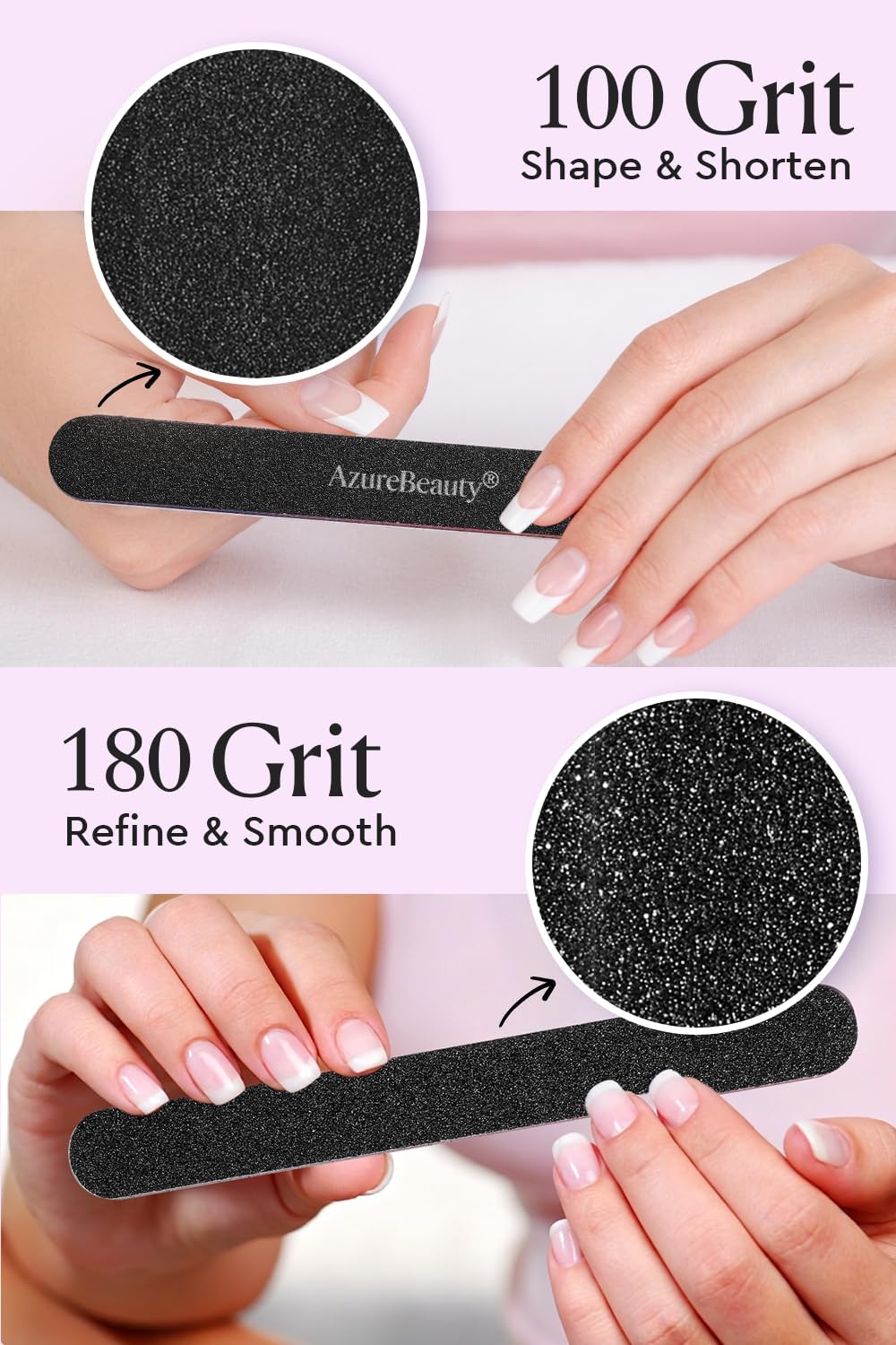 Nail Files and Buffers - Professional 12-Piece Manicure Tools Kit | 100/180 Grit for Natural Nails