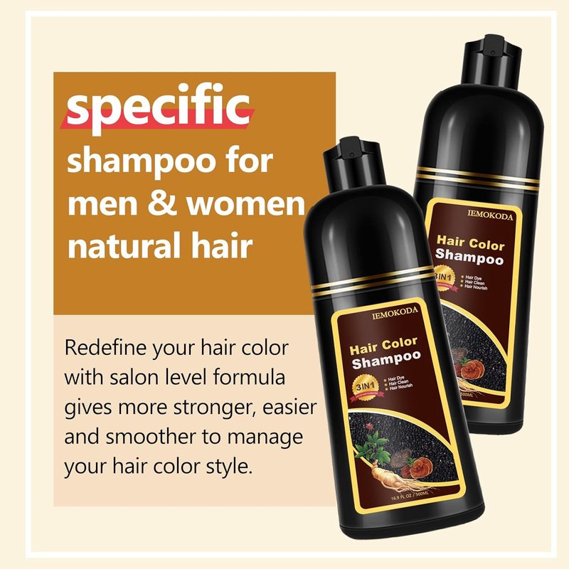 Natural Black Tea Hair Dye Shampoo - 3 in 1 Formula for 100% Gray Coverage | 16.9 Fl Oz
