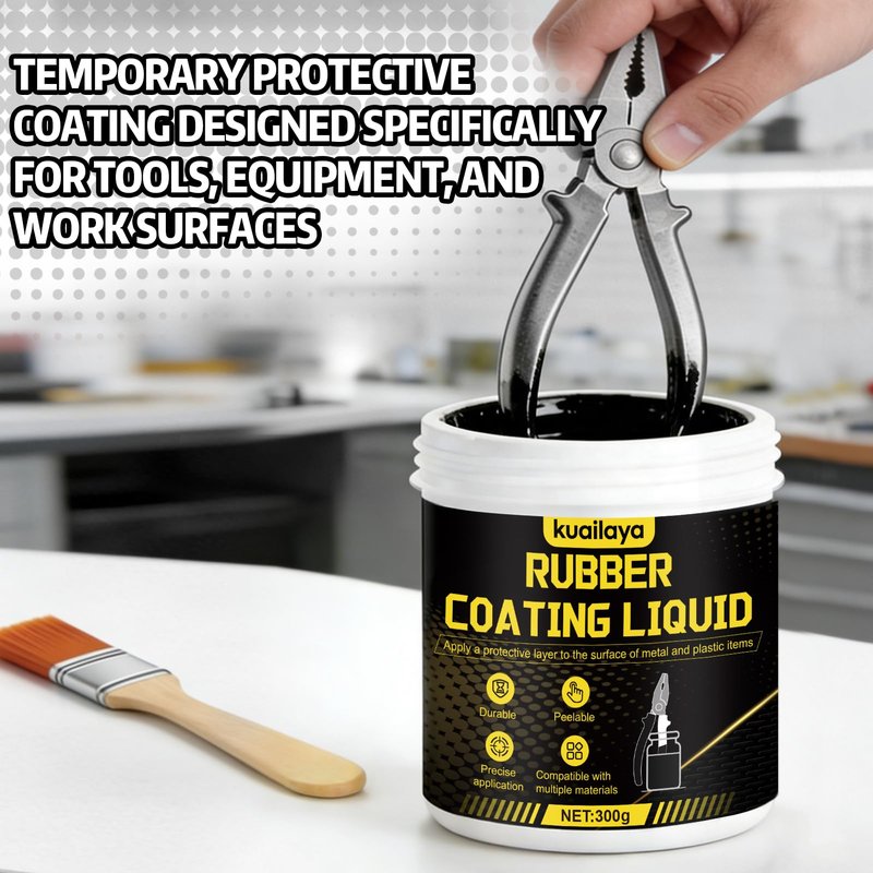 kuailaya Rubber Dip for Tools, Liquid Rubber Dip Tool Handle Dip Coating Effective Protection Slip Resistance Waterproof and Insulating Easy to Peel for Tool Protection Creative DIY, Black 300g