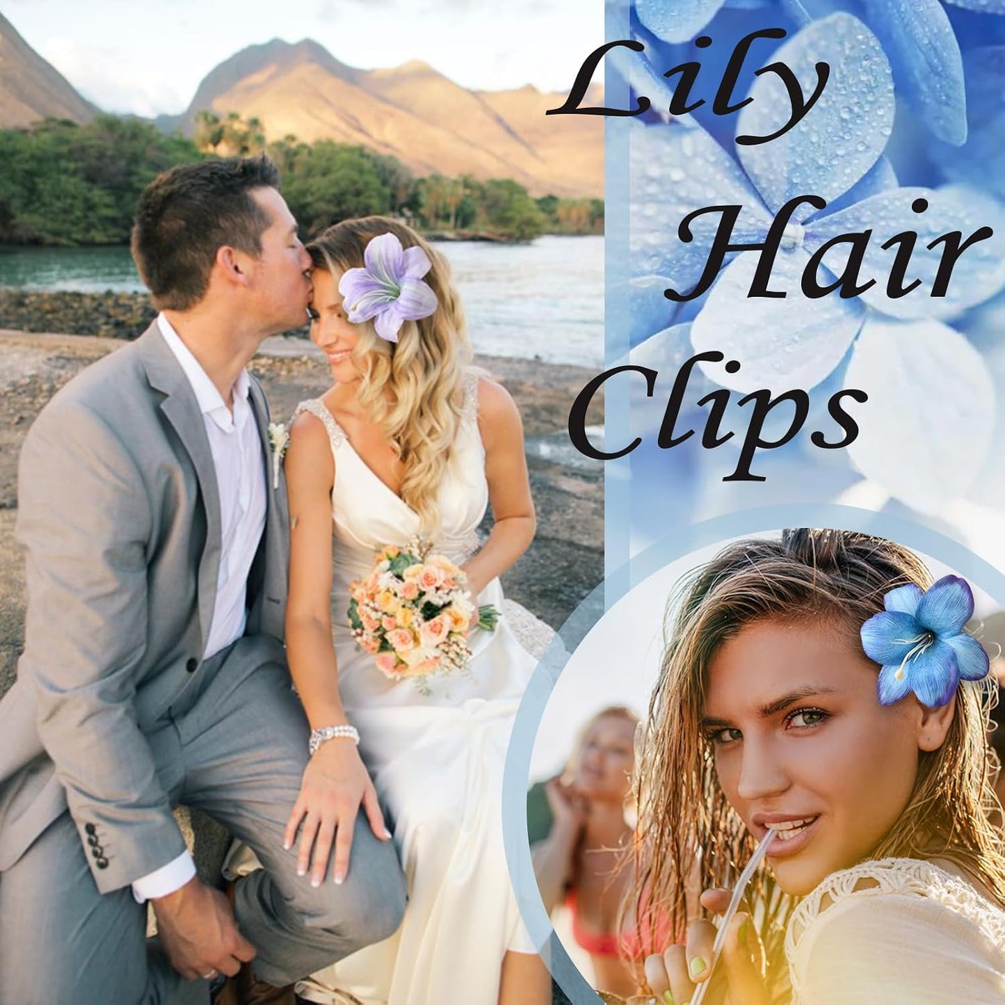 Lily Flower Hair Clips - 5 Pcs Artificial Floral Barrettes for Beach & Summer | Perfect for Women & Girls