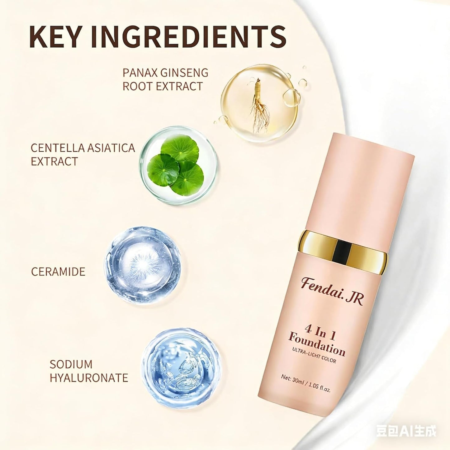 Fendai Foundation - Hydrating Lightweight Formula with SPF 50 | Anti-Aging & Concealing for Even Skin Tone