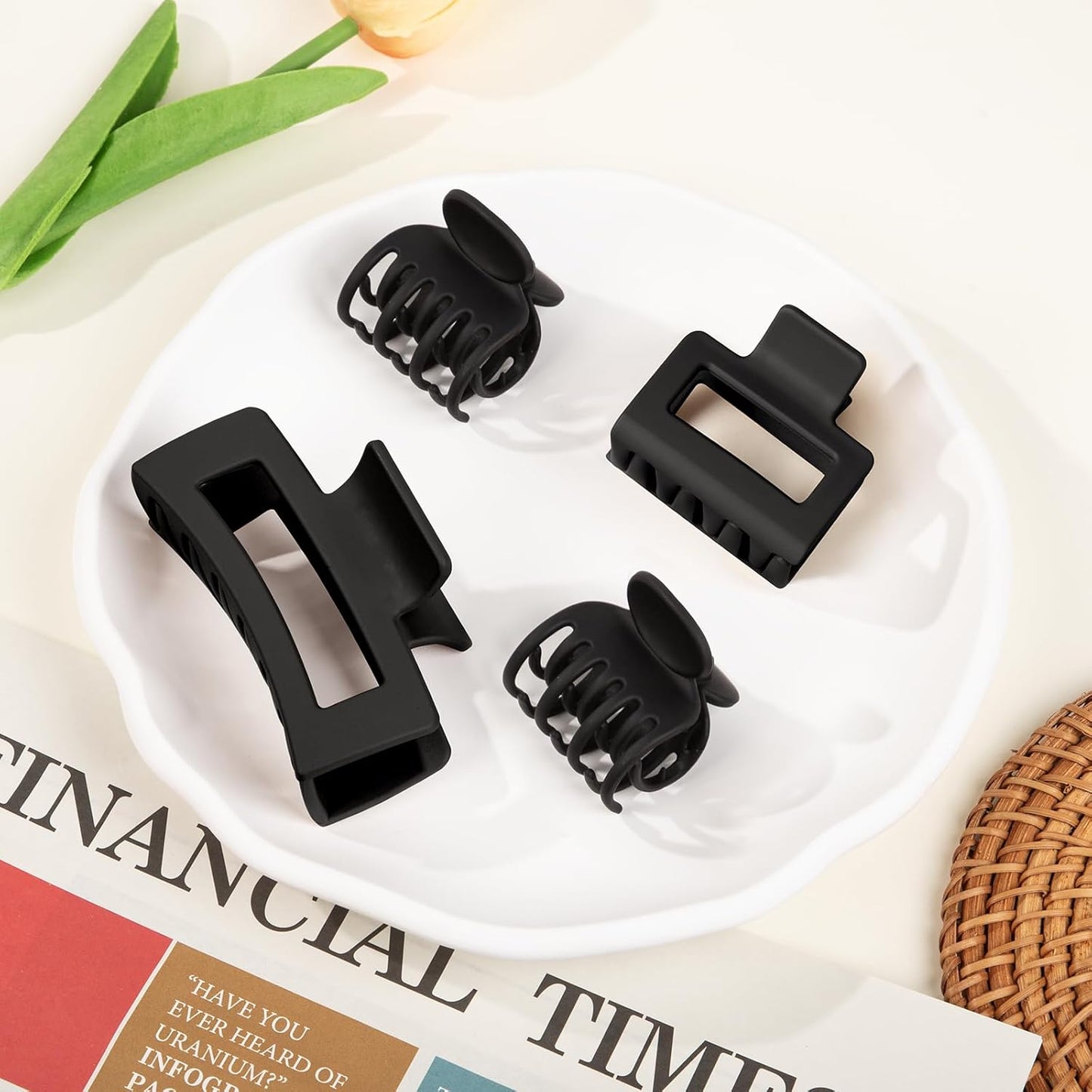Hair Claw Clips Set - 12 PCS for Women | Small, Medium & Large Clips for All Hair Types - Black