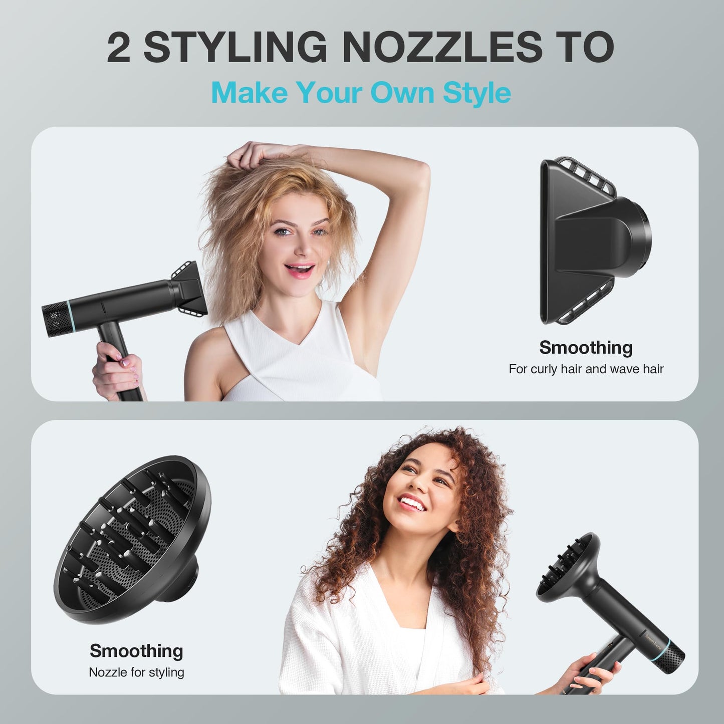 Hair Dryer with Diffuser Blow Dryer, High-Speed Ionic BlowDryer, Powerful 1600 Watt Motor for Fast Drying and Straight & Wavy Hair, Low Noise, Lightweight, Professional Hairdryer for Home Salon