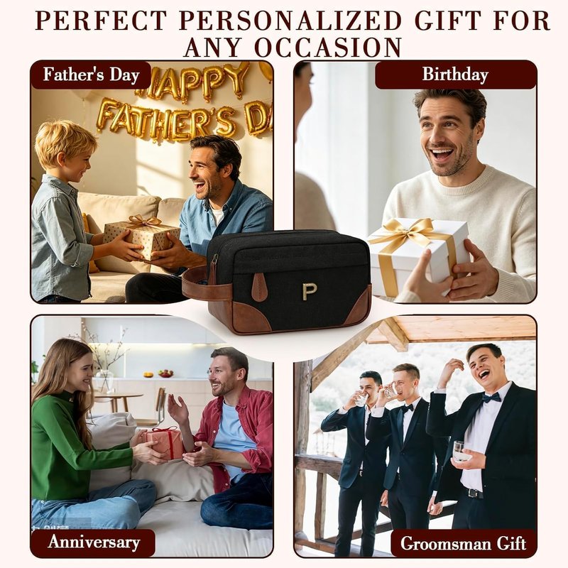 Personalized Travel Toiletry Bag for Men - Waterproof Dopp Kit with Large Capacity | Ideal Father's Day Gift for Dad, Husband, Boyfriend