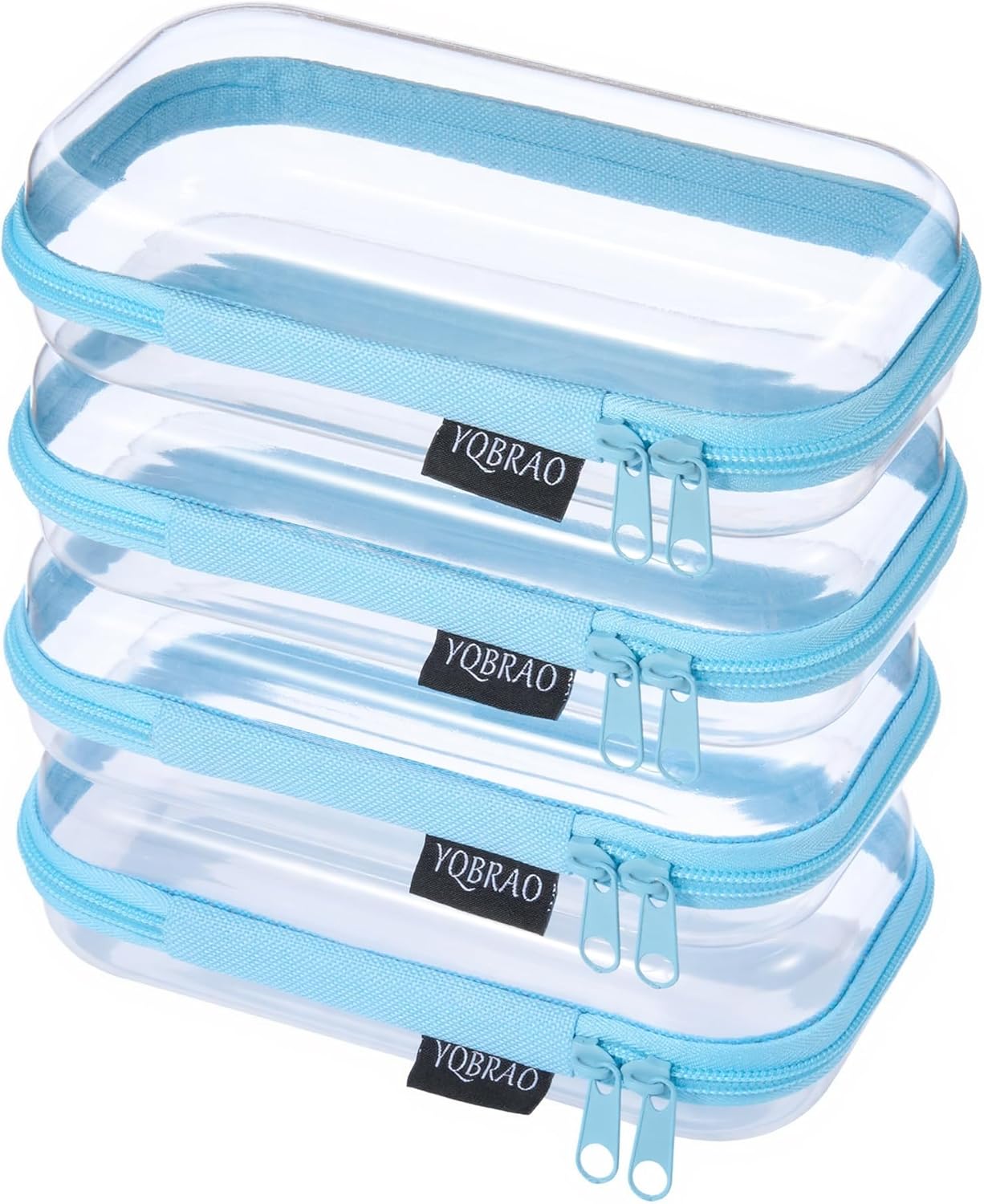 Clear Hard Shell Zipper Case Set - 6 Pack Heavy Duty Crush-Proof Diaper Bag Organizer Pouches | TSA Approved Travel Makeup & Toiletries Bags (2L, 2M, 2S)