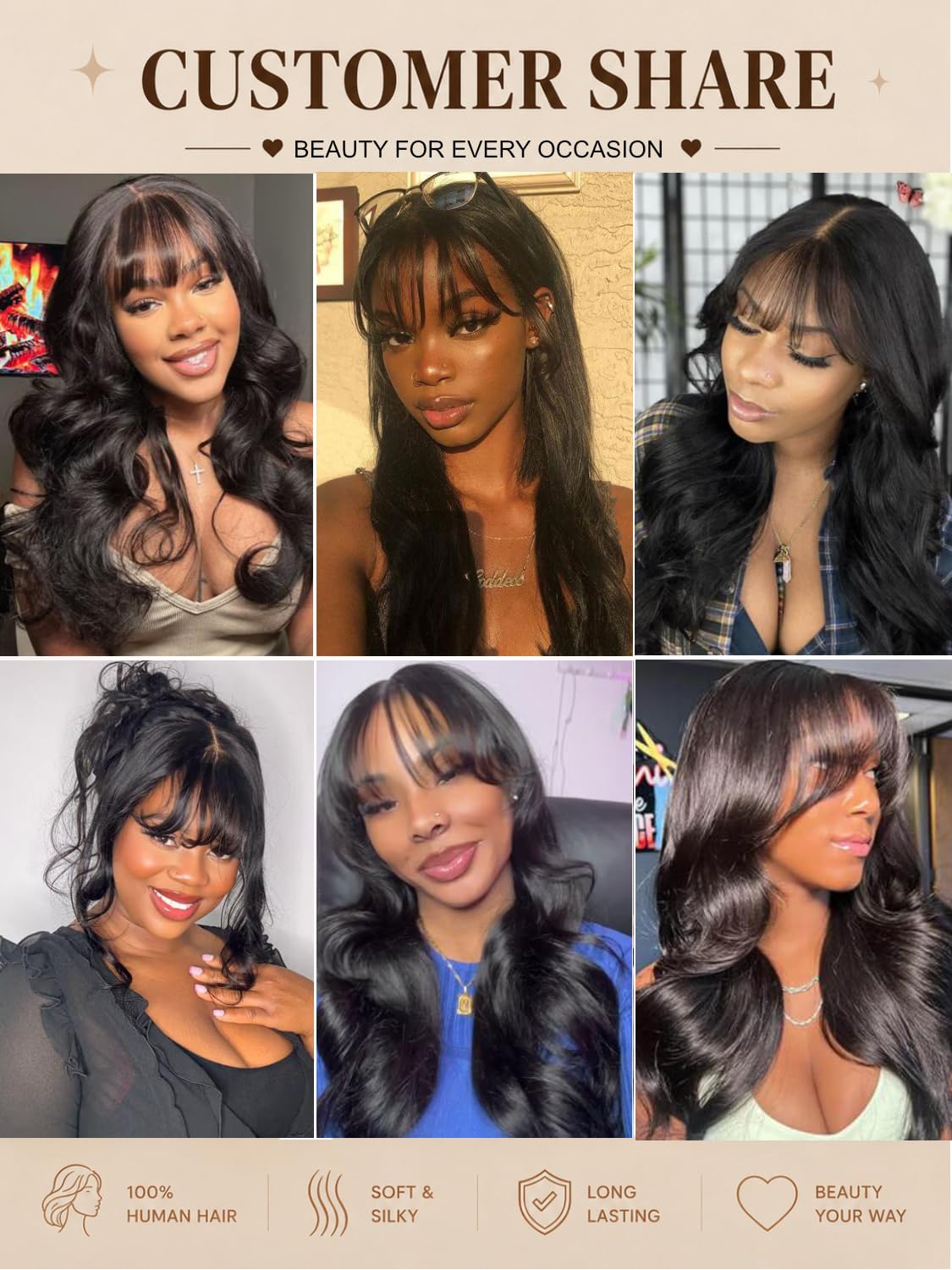 UNICE Pre Everything Body Wave 13x4 Lace Front Wigs Human Hair with Bangs Glueless Wig Human Hair Pre Plucked Pre Cut Lace Bleached Knots Ready to Wear Frontal Wig Black Color 18 inches