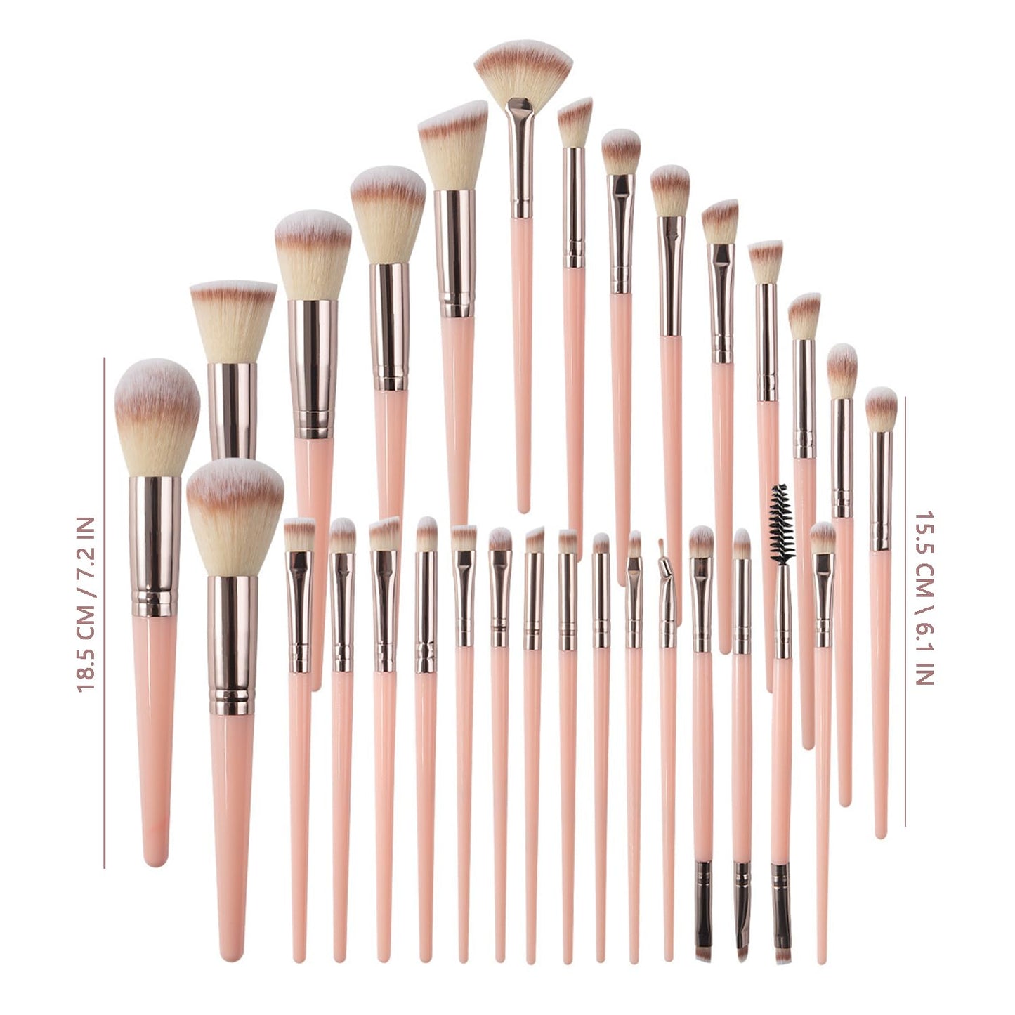 30Pcs Pink Makeup Brushes Set - Professional Makeup Brush Sets & Kits for Full Face - Premium Synthetic Foundation, Powder, Blush & Eyeshadow Brush