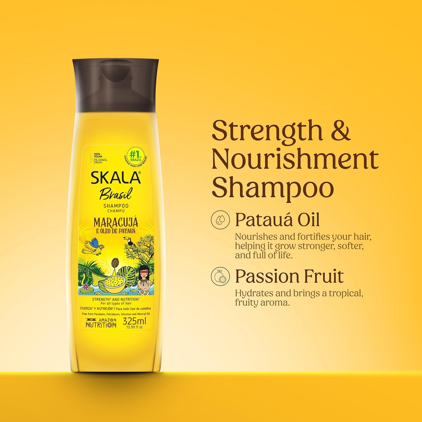 SKALA Brasil Maracujá Shampoo - Hydration & Strength for All Hair Types | 10.99 fl oz