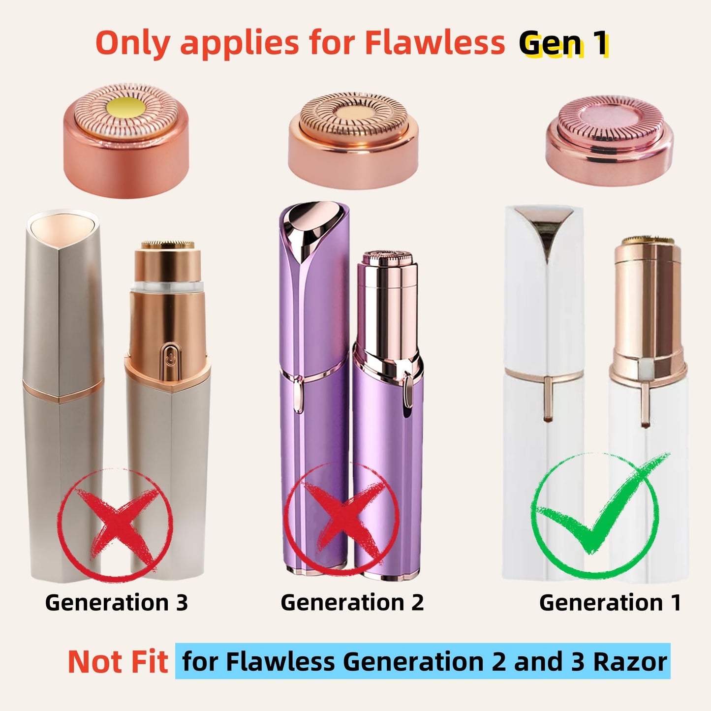 Facial Hair Remover Replacement Heads - Gen 1 Compatible with Finishing Touch Flawless Hair Remover Tool for Women Easy Facial Hair Removal (Generation 1 Single Halo, 2 Pack)