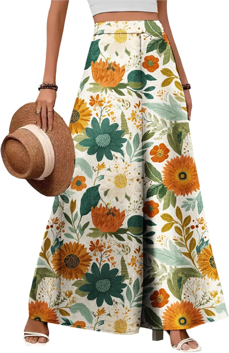ZOCAVIA Women's Boho Wide Leg Pants - Lightweight High Waisted Palazzo Trousers with Pockets | Summer Casual Style